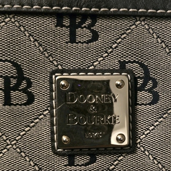Dooney & Bourke 1975 Signature Satchel Shoulder Bag Designer Black/Gray DB134V - Picture 3 of 16
